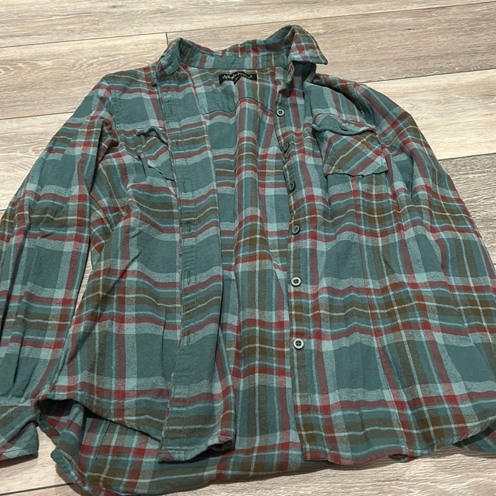 Green and Red Button Up Flannel size medium